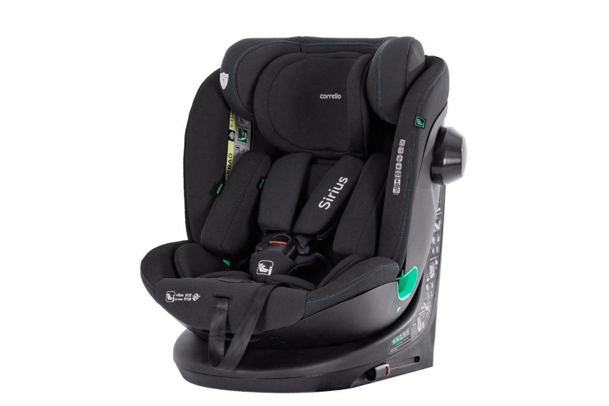 Автокрісло CARRELLO Sirius CRL-8808 Absolute Black i-Size 40-150см ISOFIX, поворот