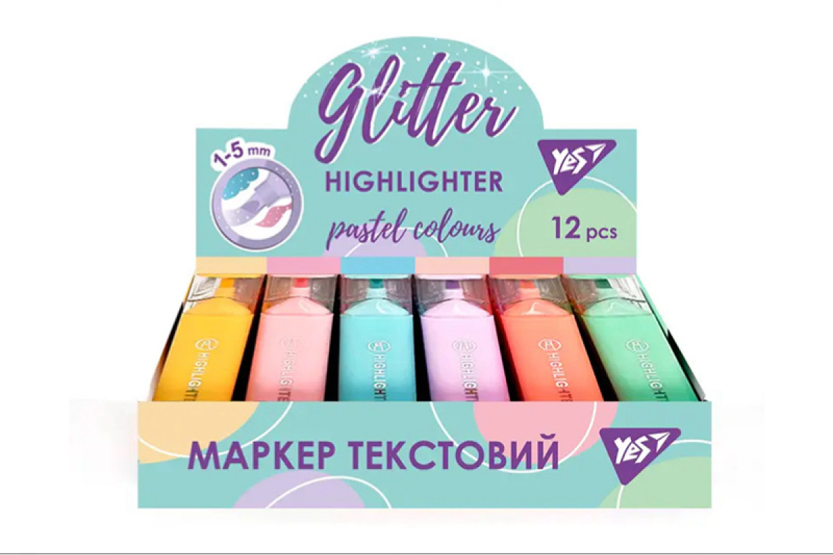 Маркер текстовий YES Galaxy Glitter 390791 (продається упаковками)