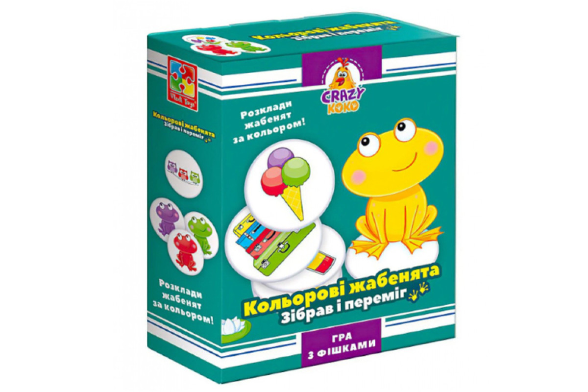 Настільна розважальна гра Crazy Koko 'Кольорові жабенята' VT8025-06 (укр) Vladi Toys