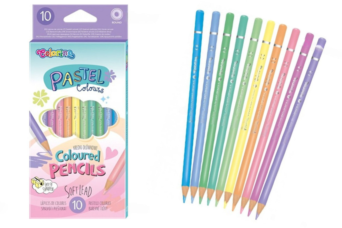 Олівці кольорові круглі 10 кольорів PASTEL  COLORINO