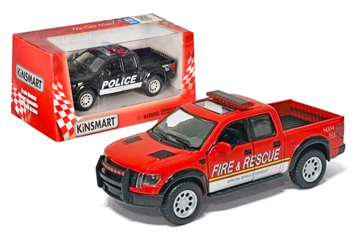 Модель KINSMART Пікап FORD F-150 SVT RAPTOR SUPERCREW (2013) 5'' KT5365W метал., інерц., відкр. дв., 4 кольори, коробка