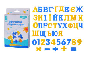 Літери магнітні, PL-7060, Український  алфавіт, цифри, 60 деталей в коробці розмір  20*13см