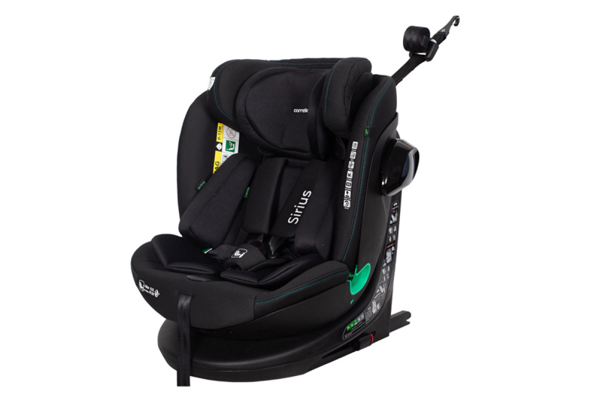 Автокрісло CARRELLO Sirius CRL-8808 Absolute Black i-Size 40-150см ISOFIX, поворот