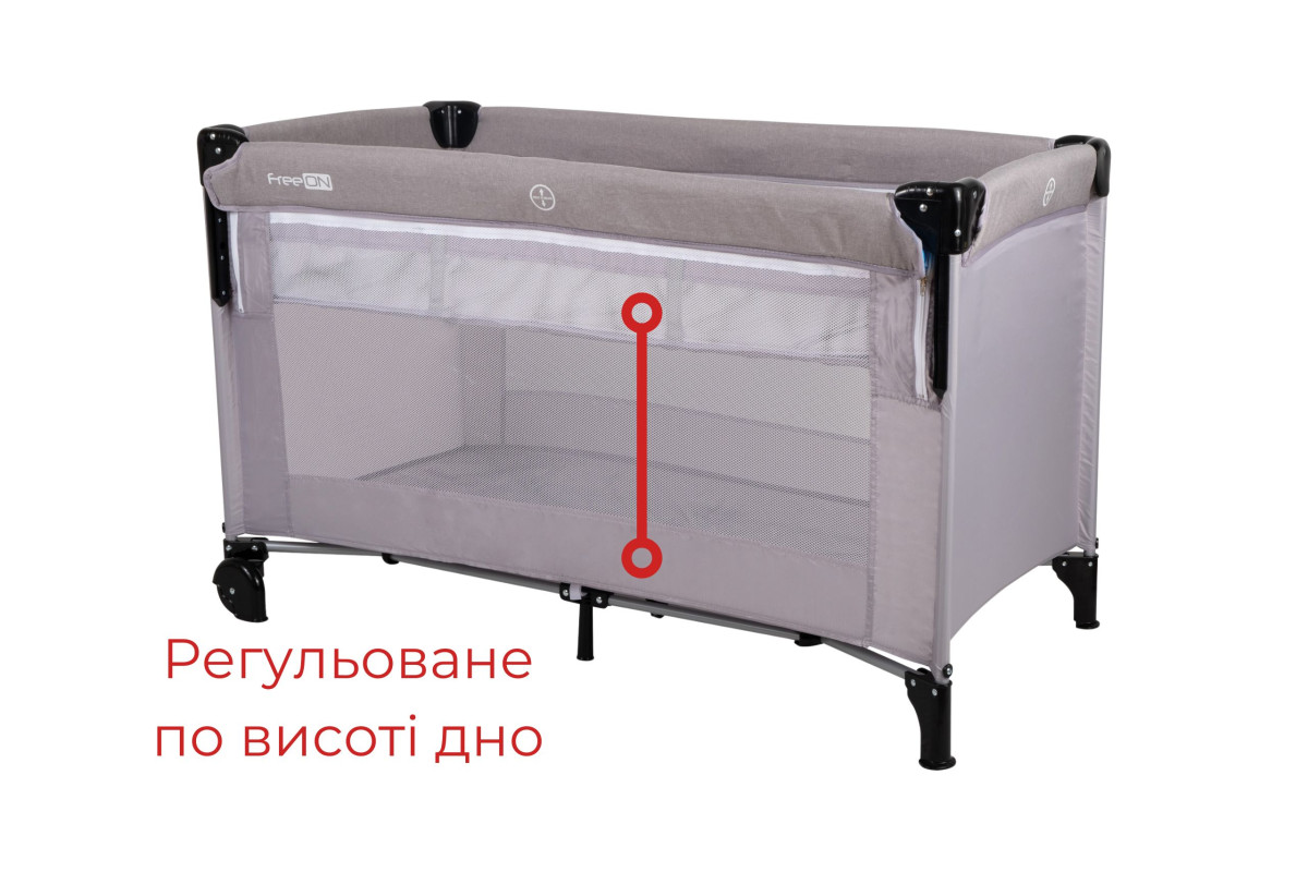 Ліжко-манеж дитяче FreeON Bedside з другим ярусом Grey