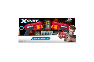 X-Shot Red Швидкострільний бластер Excel Fury 4 2 PK (3 банки, 16 патронів)