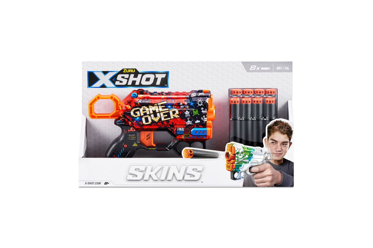 X-Shot Швидкострільний бластер Skins Menace Game Over  (8 патронів)