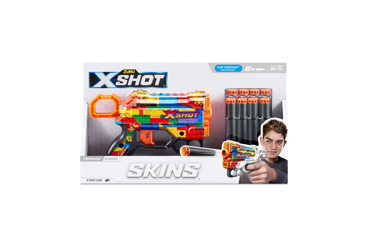 X-Shot Швидкострільний бластер Skins Menace Striper (8 патронів)