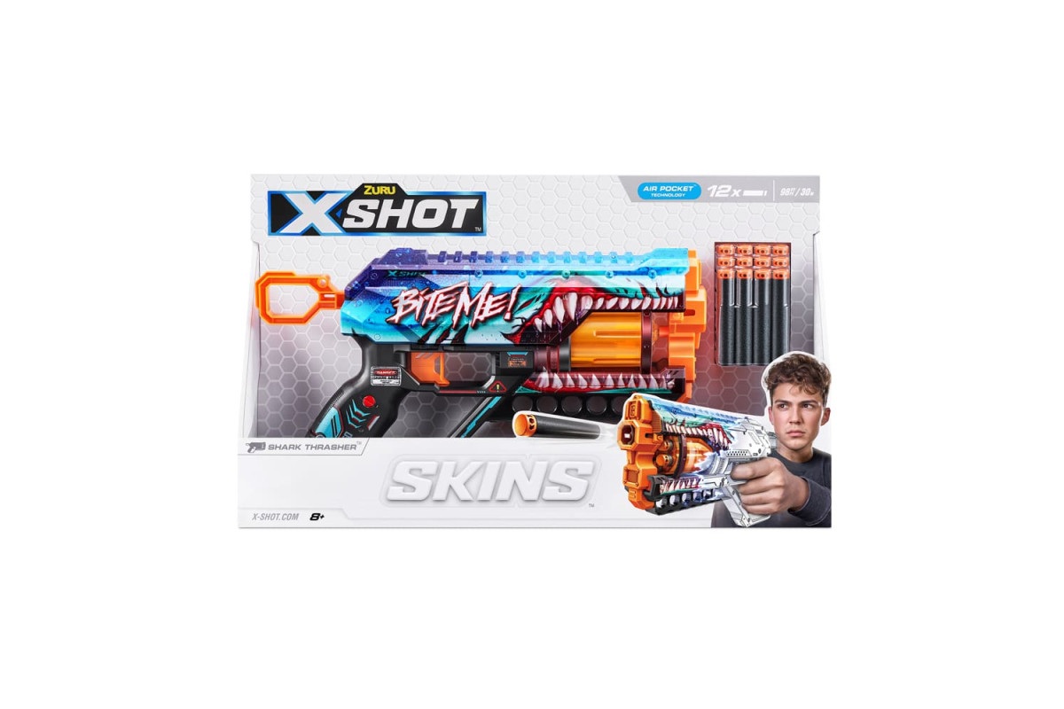 X-Shot Швидкострільний бластер Skins Griefer Shark Thrasher (12 патронів)