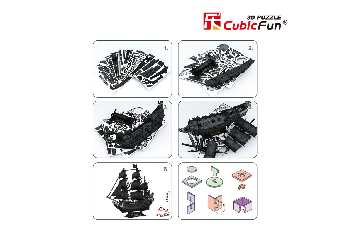 Cubic Fun Тривимірна головоломка-конструктор "КОРАБЕЛЬ ЧОРНОЇ БОРОДИ ПОМСТА КОРОЛЕВИ ГАННИ" великий