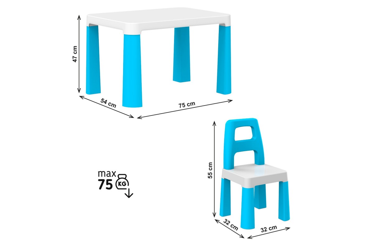 Стіл дитячий з двома стільцями (блакитний) 0471 ТЕХНОК