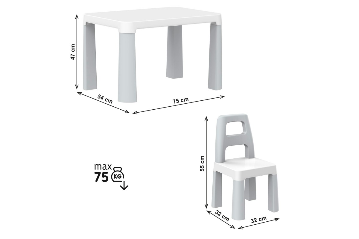 Стіл дитячий з двома стільцями (сірий) 0150 ТЕХНОК