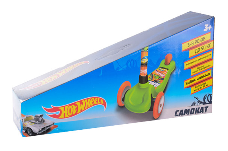 Самокат дитячий 3-х колісний LS2115 Hot Wheels, PU світло