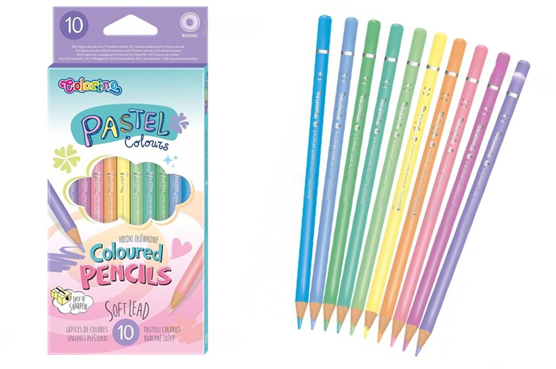 Олівці кольорові круглі 10 кольорів PASTEL  COLORINO