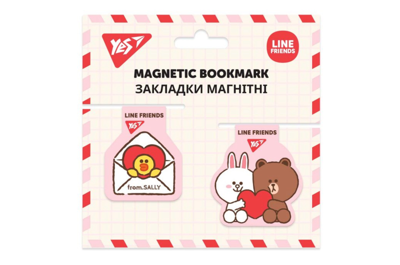 Закладки магнітні YES Line Friends, 2шт.