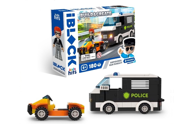 Конструктор Kids hits IBLOCK JUNIOR  KH41/003/3 180 деталей Armoured Vehicle In Pursuit короб. 24*16*6 см