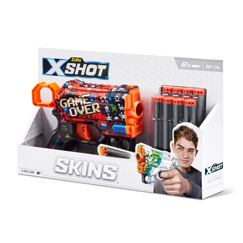 X-Shot Швидкострільний бластер Skins Menace Game Over  (8 патронів)